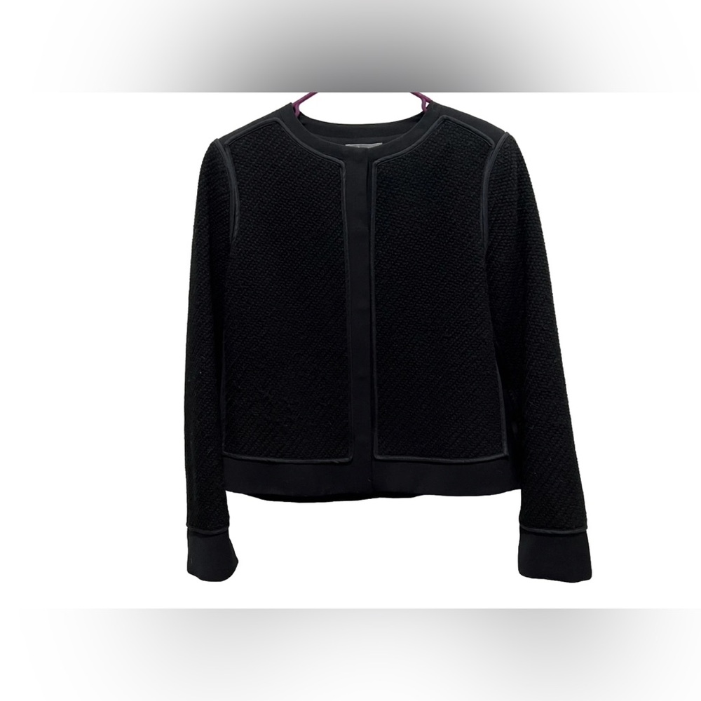 Vince Women’s Wool Woven Panel Jacket Blazer Black Size 10